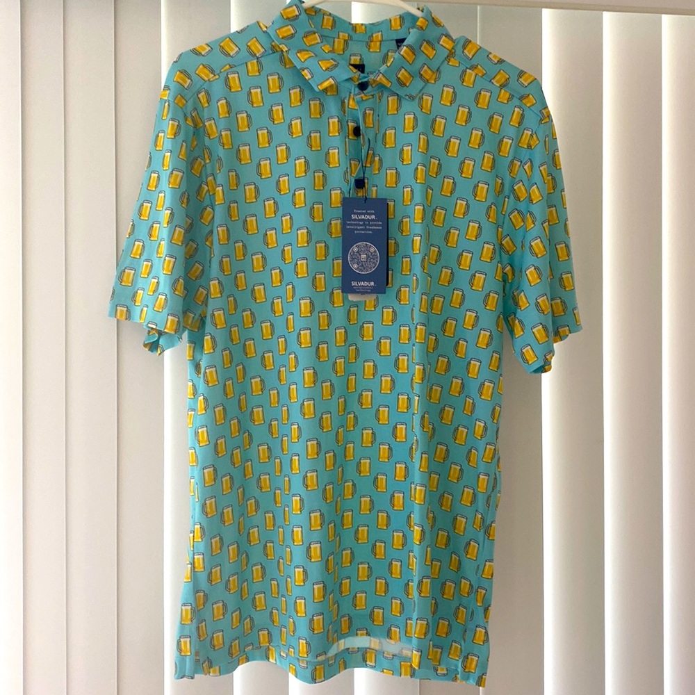 men's short-sleeve shirt with a beer design